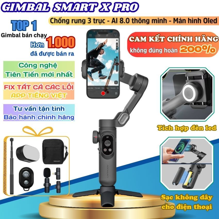 Gimbal điện thoại chống rung Smart X Pro nâng cấp 2025 chính hãng