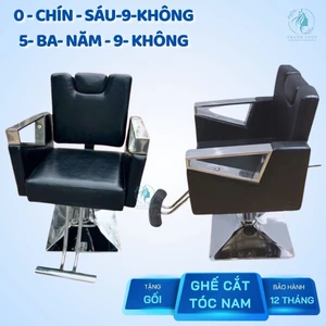 Ghế Cắt Tóc Nam, Ghế cắt tóc có ngả lưng, Ghế cắt tóc xoay nâng hạ có gạt để chân chắc chắn, hàng tận xưởng