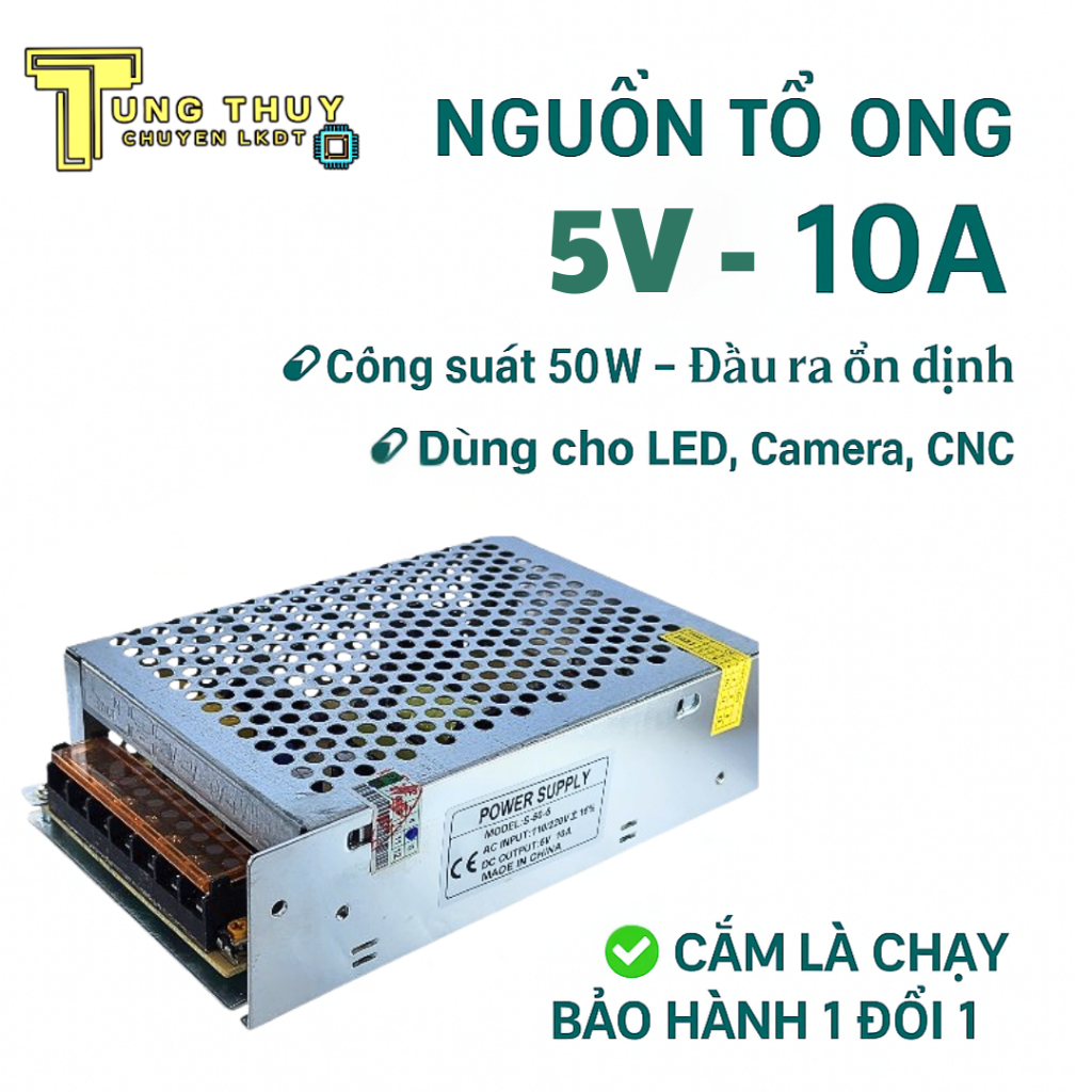 Nguồn Tổ Ong 5V 10A – Nguồn Xung 50W Cho LED, Camera, Mạch CNC | Shopee ...