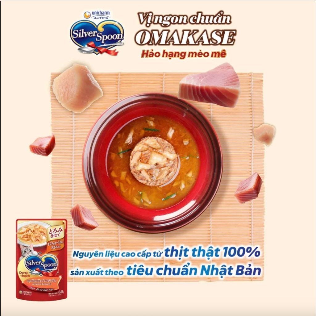 Pate Cho Mèo Silver Spoon 60gram - Thức Ăn Ướt Cho Mèo Silver Spoon- Sốt Mèo Dạng Sốt, Thạch