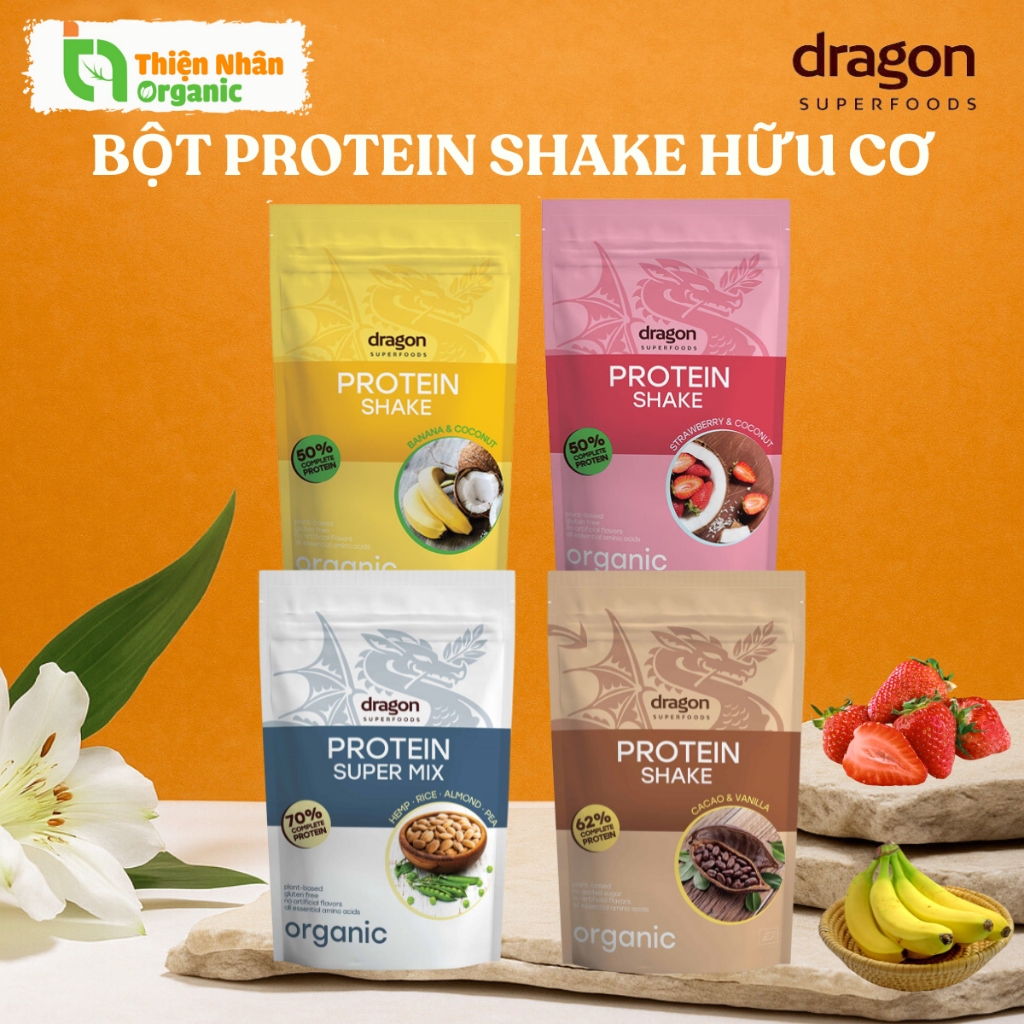 Bột Protein shake hữu cơ Dragon Superfoods đủ vị 450gr/ 500gr