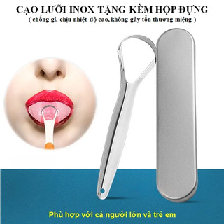 CẠO LƯỠI INOX 304 CAO CẤP COMBO 3 CÁI | DỤNG CỤ CẠO LƯỠI VỆ SINH KHOANG MIỆNG GIẢM MẢNG BÁM