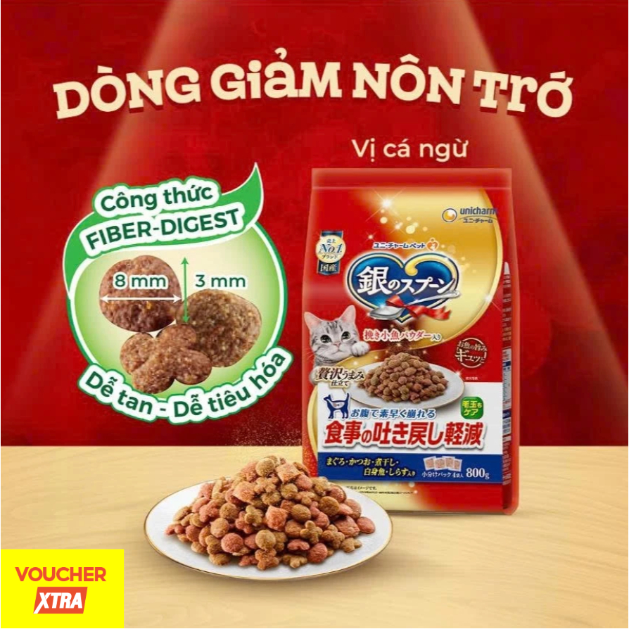 Hạt Cho Mèo Silver Spoon Unicharm 1kg Nội Địa Nhật Bản Đủ Vị Gà Cá Ngừ Và Dòng Giảm Nôn Trớ
