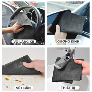 Khăn Lau Đa Năng Microfiber | Combo 5 Cái | Siêu Thấm Không Vết | Lau Kính Ô Tô Bếp Inox Không Xơ