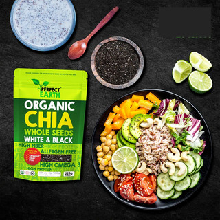 Hạt chia hữu cơ Perfect Earth 144g Organic Chia Whole Seeds (12 gói nhỏ x 12gr)