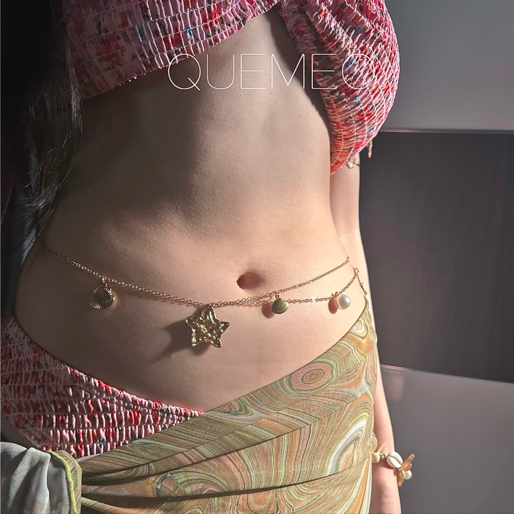 Vòng Eo Thiết Kế Dây Rút Body Chain KEOLY QUEMEO Dây Chuyền Bụng Vàng Trendy