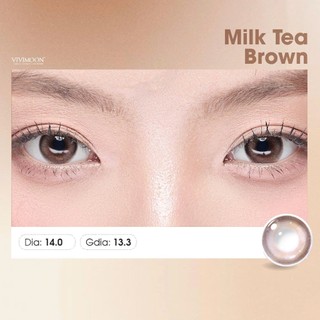 VIVIMOON lens cận 6 tháng Milk Tea Brown, kính áp tròng khóa ẩm màu nâu trà sữa độ từ 0 đến 8