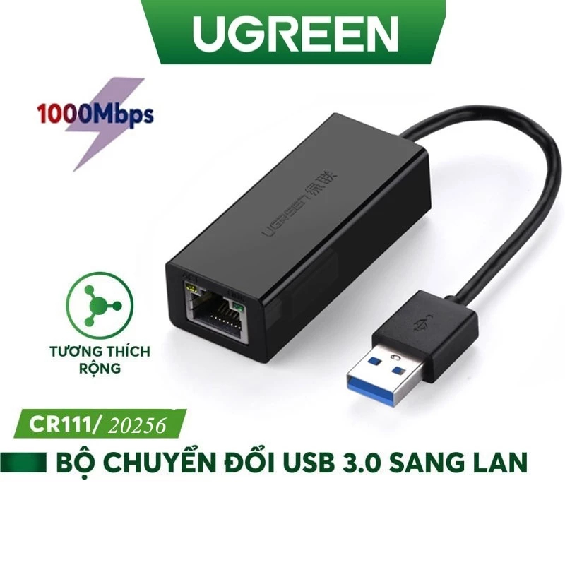 Cáp chuyển USB 3.0 to Lan 1Gbs RJ45 Cat5 Cat6 Ugreen 20255 20256 50922 ...