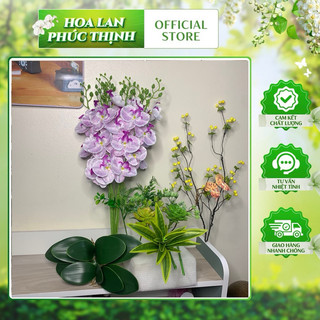 TẶNG CHẬU - bộ nguyên liệu chậu lan 28 chi tiết(10cành lan hồ điệp vải cành 60cm)-trang trí không gian sống tươi sáng