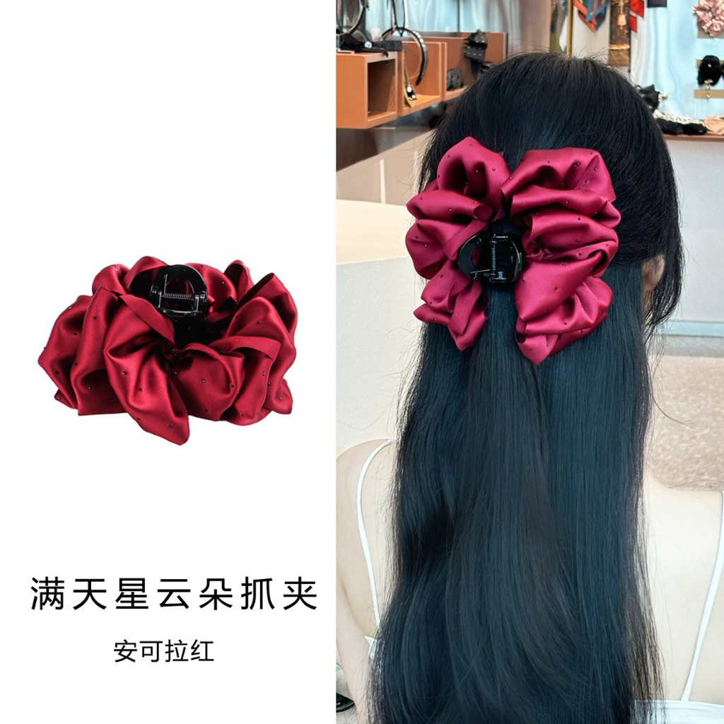 Kẹp tóc De Merci Accessoris nơ phồng bồng bềnh lớn, kẹp nơ 2 màu phong cách tiểu thư Hàn Quốc sang trọng
