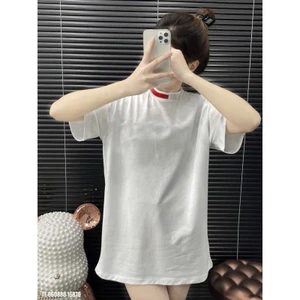 Áo thun chất cotton khô 3158 thêu cổ chữ