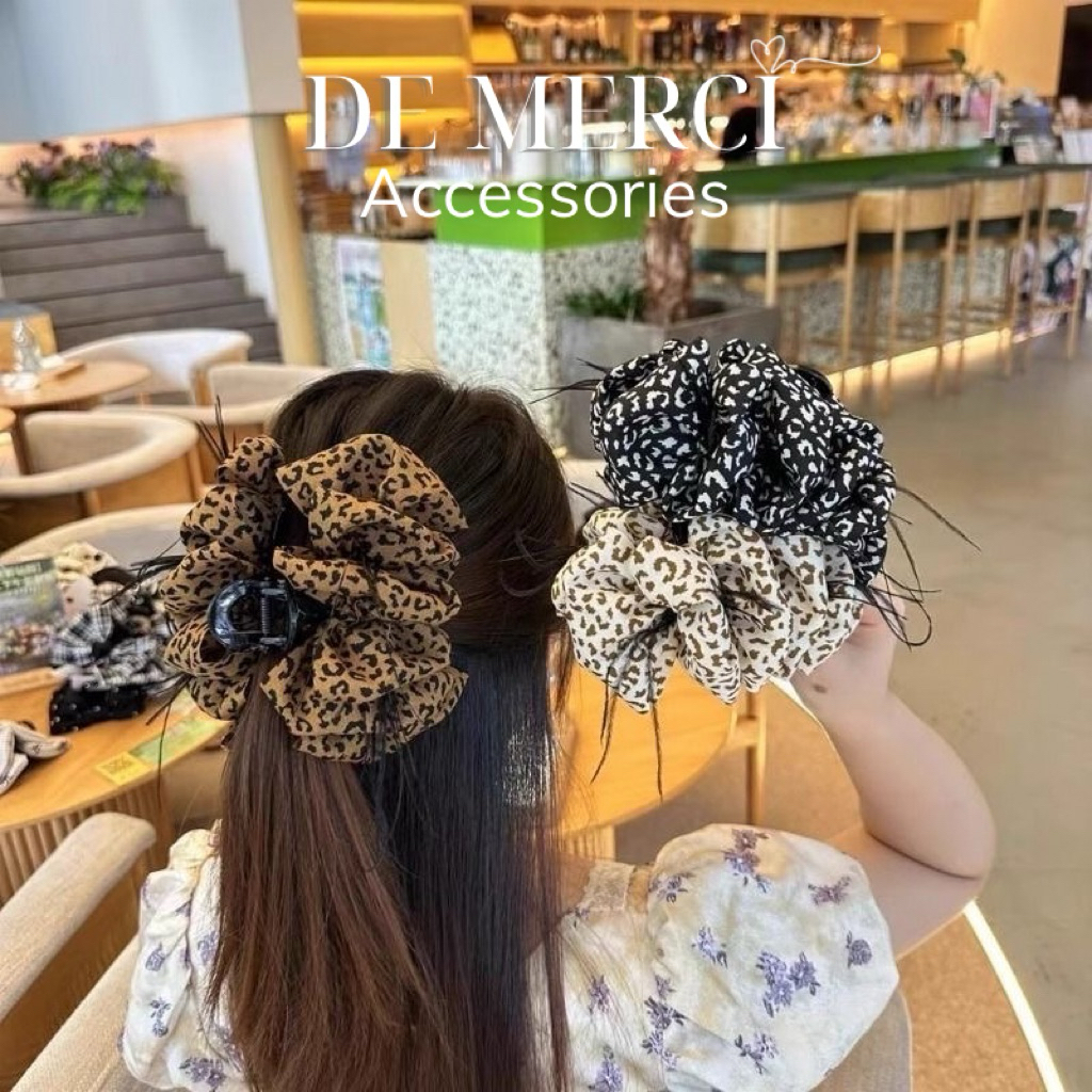 Kẹp tóc De Merci Accessoris nơ phồng bồng bềnh lớn, kẹp nơ beo beo phong cách tiểu thư Hàn Quốc sang trọng