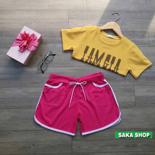 Quần đùi viền sọc nữ mặc nhà lưng thun vải cotton dày mềm mịn mát
