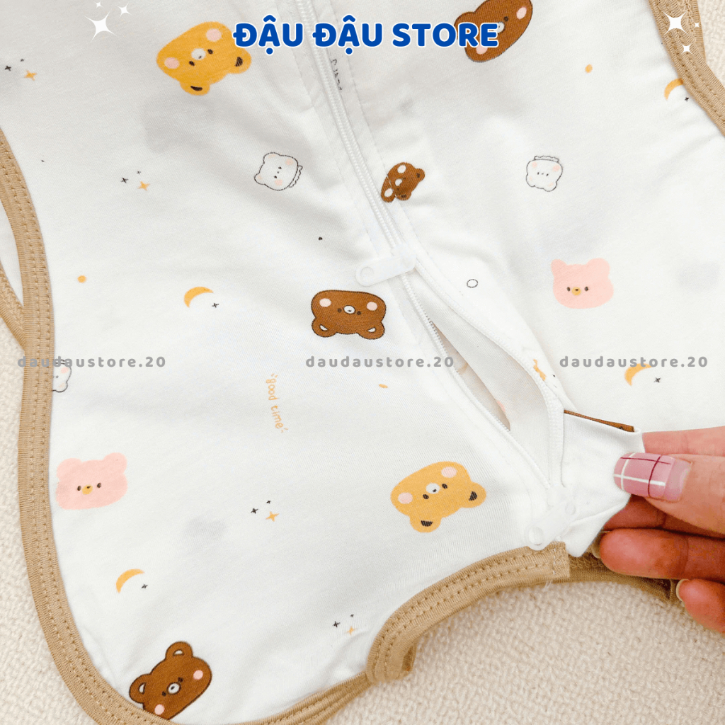 Nhộng chũn thông hơi ATT cho bé 0-6 tháng có khóa - nhộng chũn co dãn giúp bé ngủ ngon Đậu Đậu Store
