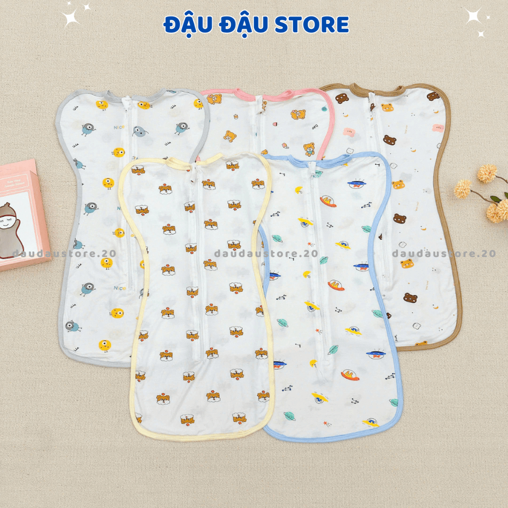 Nhộng chũn thông hơi ATT cho bé 0-6 tháng có khóa - nhộng chũn co dãn giúp bé ngủ ngon Đậu Đậu Store