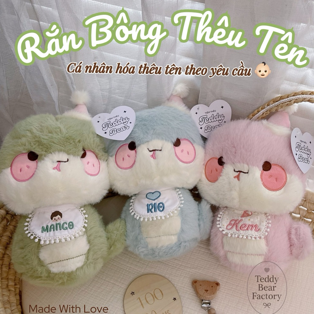 [THÊU TÊN] Rắn Bông Siêu Dễ Thương Theo Yêu Cầu Riêng,Gấu Bông Rắn Thêu ...