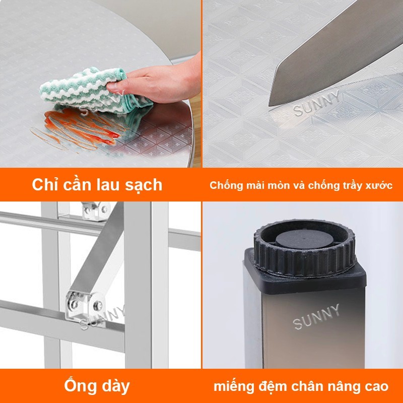 SUNNY Bàn gấp inox Bàn gấp inox tròn mặt bàn dày sáng bóng bền đẹp thích hợp cho nhà hàng gia đình