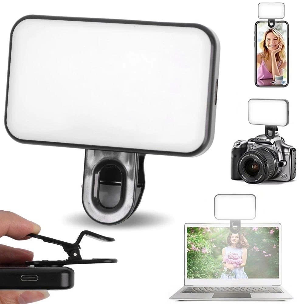 Đèn Led Selfie Mini Dạng Kẹp, Đèn Chụp Ảnh 3 Chế Độ Sáng Tùy Chỉnh Hỗ Trợ Quay Phim, Chụp Ảnh