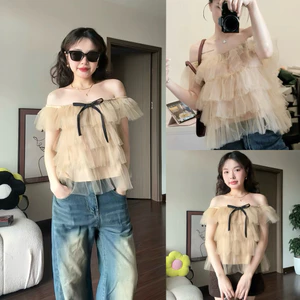 Áo nữ trễ vai ren nhiều tầng Dilyshop dáng tiểu thư công chúa chất ren mềm không ngứa - A124