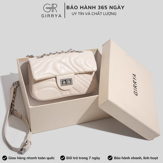 [Full Box] Túi xách nữ đeo vai GIRRYA M21 - Túi xách nữ đeo chéo da trơn hoạ tiết vân nổi phù hợp đi dự tiệc size 21cm