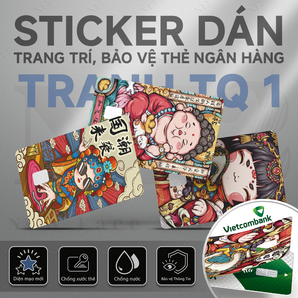 Miếng Dán Trang Trí BỘ TRANH DỄ THƯƠNG TQ 1 - Decal Thẻ ATM (Thẻ Chung Cư, Thẻ Xe, Debit, Credit)NF2