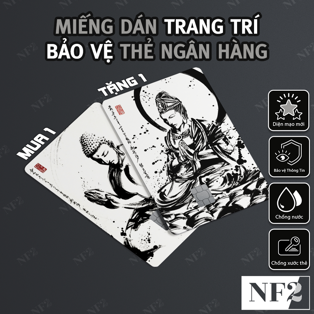 Miếng Dán Trang Trí BRUSH BUDDA - Decal Sticker Thẻ ATM (Thẻ Chung Cư, Thẻ Xe, Debit, Credit) NF2