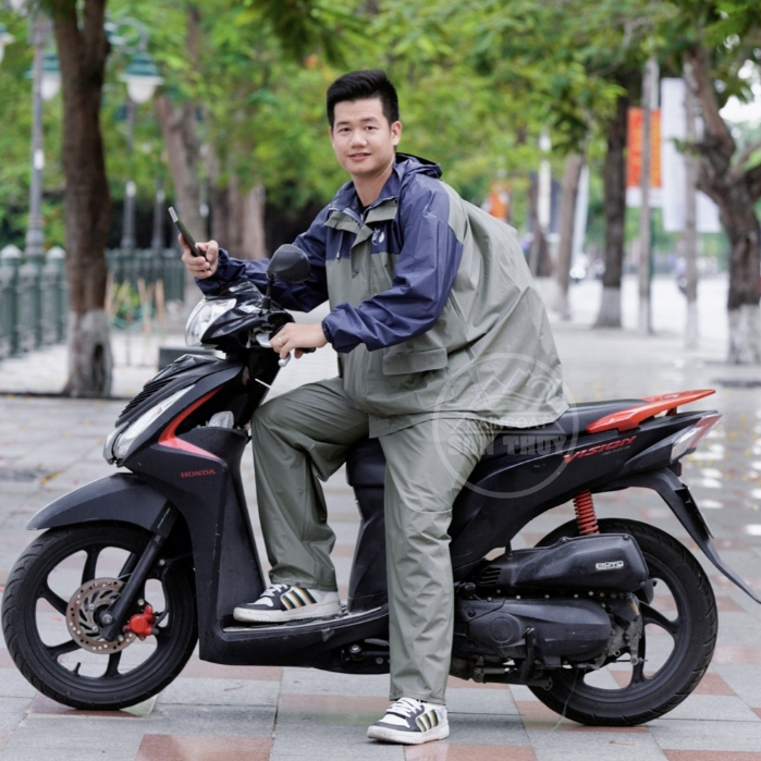Bộ áo mưa có lưng che balo - Bộ mưa Sơn Thủy đeo balo, cặp sách dành cho BALO NGƯỜI LỚN, nhựa PVC siêu dai, chống thấm