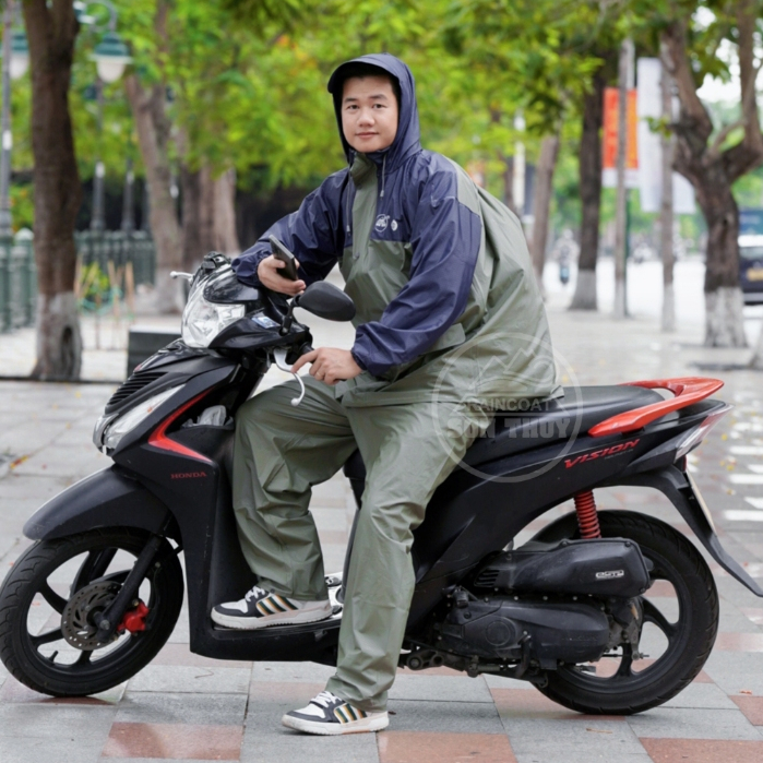 Bộ áo mưa có lưng che balo - Bộ mưa Sơn Thủy đeo balo, cặp sách dành cho BALO NGƯỜI LỚN, nhựa PVC siêu dai, chống thấm