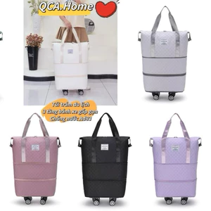 Hàng Loại 1 Túi Du Lịch Bánh Xe Cỡ Lớn Gấp Gọn 3 Tầng Có Bánh Xe Đa Năng Xách Tay Vải Chống Nước Có Điểm Cài Vali