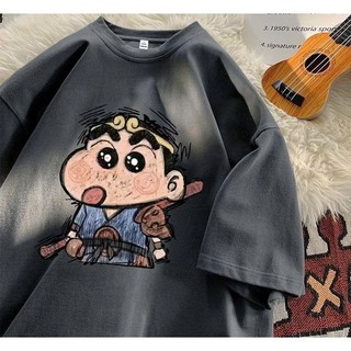 Áo thun phông nữ nam form rộng in hình SHIN ngộ không chất liệu cotton khô