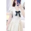 ĐẦM Nữ Dáng Xòe Cổ Bẻ Lụa Chấm BI Kèm Thắt Nơ Viền Cổ THỜI TRANG