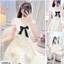 ĐẦM Nữ Dáng Xòe Cổ Bẻ Lụa Chấm BI Kèm Thắt Nơ Viền Cổ THỜI TRANG