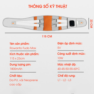 Đai lưng cột sống, đai định hình lưng kéo giãn cột sống, Đai cố định cột sống Rowanto Fudo Max  hỗ trợ thoát vị đĩa đệm