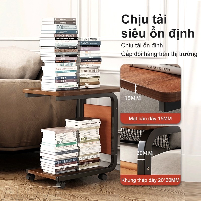 ALOVE Bàn cạnh sofa có bánh xe 360°, thiết kế hiện đại nhỏ gọn, tiện lợi dùng trong phòng khách | BigBuy360 - bigbuy360.vn