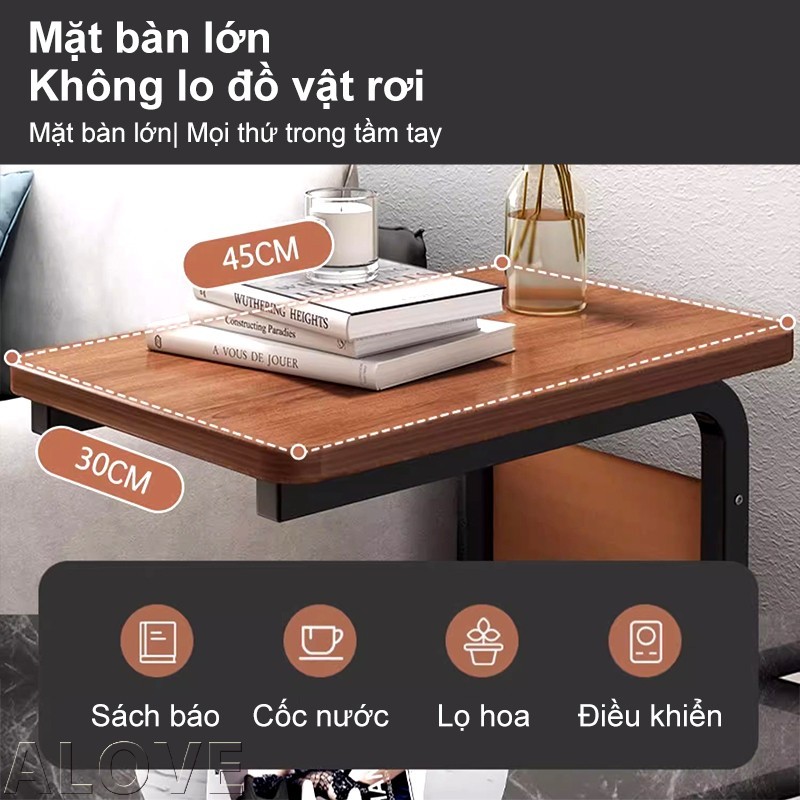 ALOVE Bàn cạnh sofa có bánh xe 360°, thiết kế hiện đại nhỏ gọn, tiện lợi dùng trong phòng khách | BigBuy360 - bigbuy360.vn