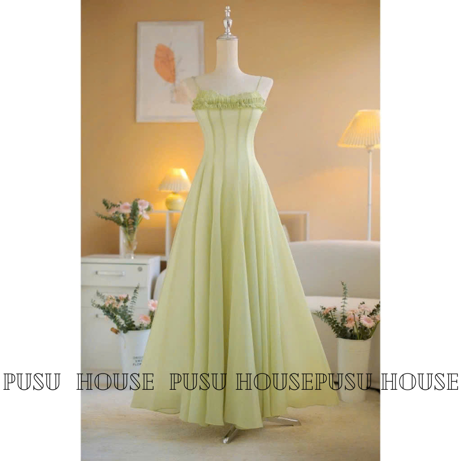 Đầm maxi tơ nhún ngực dáng xòe bồng 2 dây, tôn dáng dự tiệc dạo biển -PUSU HOUSE