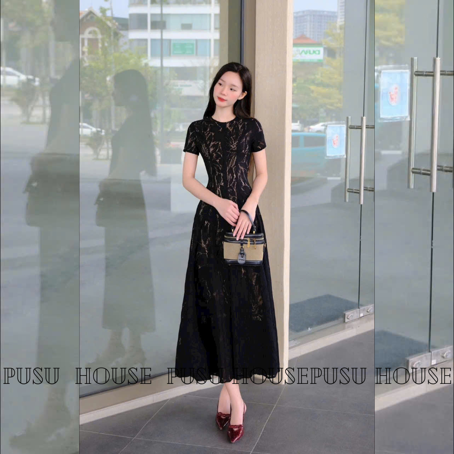 [thật 100%] Đầm ren maxi dài dự tiệc đi chơi thiết kế hai lớp lót full đầm họa tiết sang trọng, thanh lịch-PUSU HOUSE