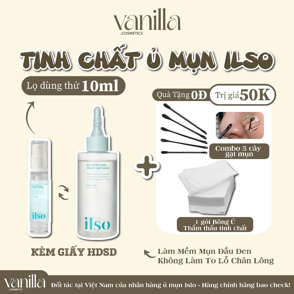 Tinh Chất Ủ Mụn Đầu Đen Làm Mềm Sợi Bã Nhờn ILSO Super Melting Sebum Softener 150ml