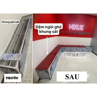 ( Chỉ có đệm)Đệm ngồi, đệm lót ghế bọc da cao cấp, đệm ghế chân sắt, ghế gỗ, xích đu, nhận làm theo yêu cầu
