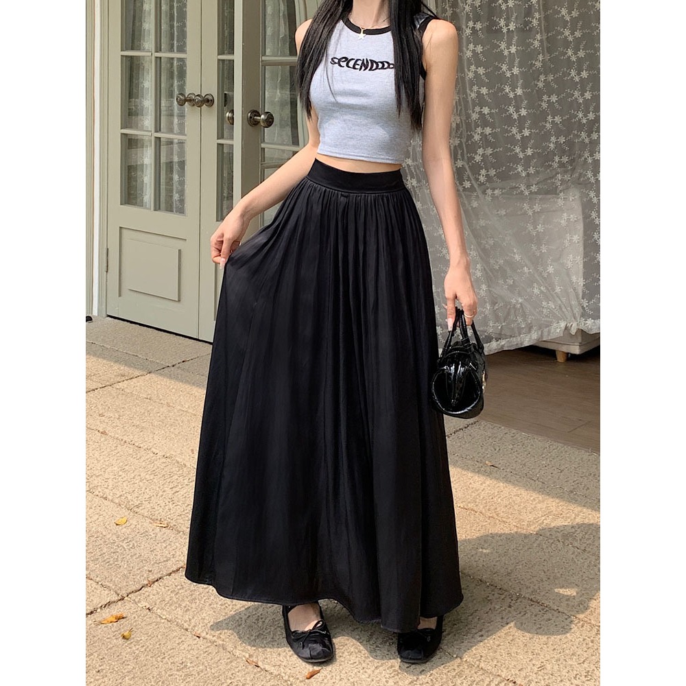 [KH04] Chân váy dài Maxi 2 lớp dáng xoè cạp chun chất Lụa Kate mềm mại 2 lớp xếp ly bồng bềnh | KHAO BOUTIQUE