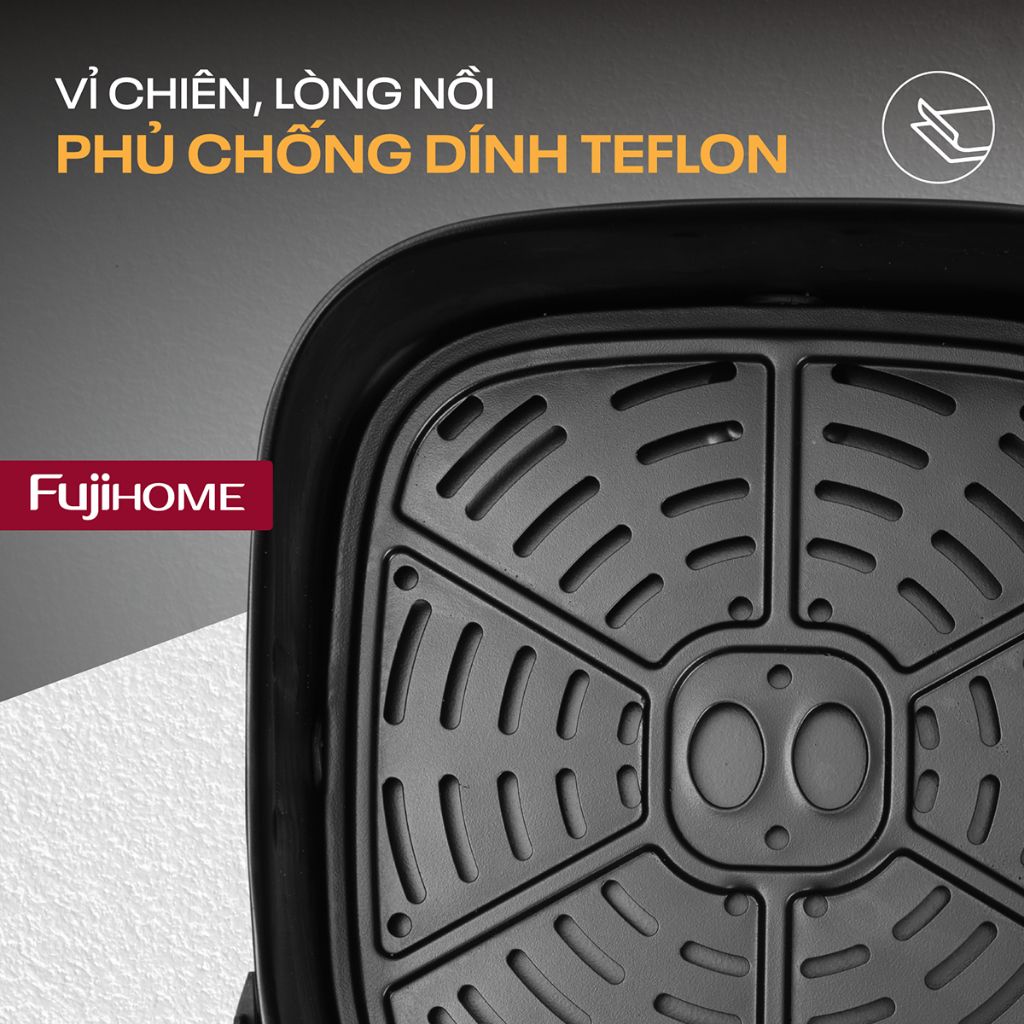 Nồi Chiên Không Khí 8 lít A8DG1NEW FUJIHOME kèm kẹp gắp, Nồi chiên không dầu 11 chế độ không cần lật trở an toàn
