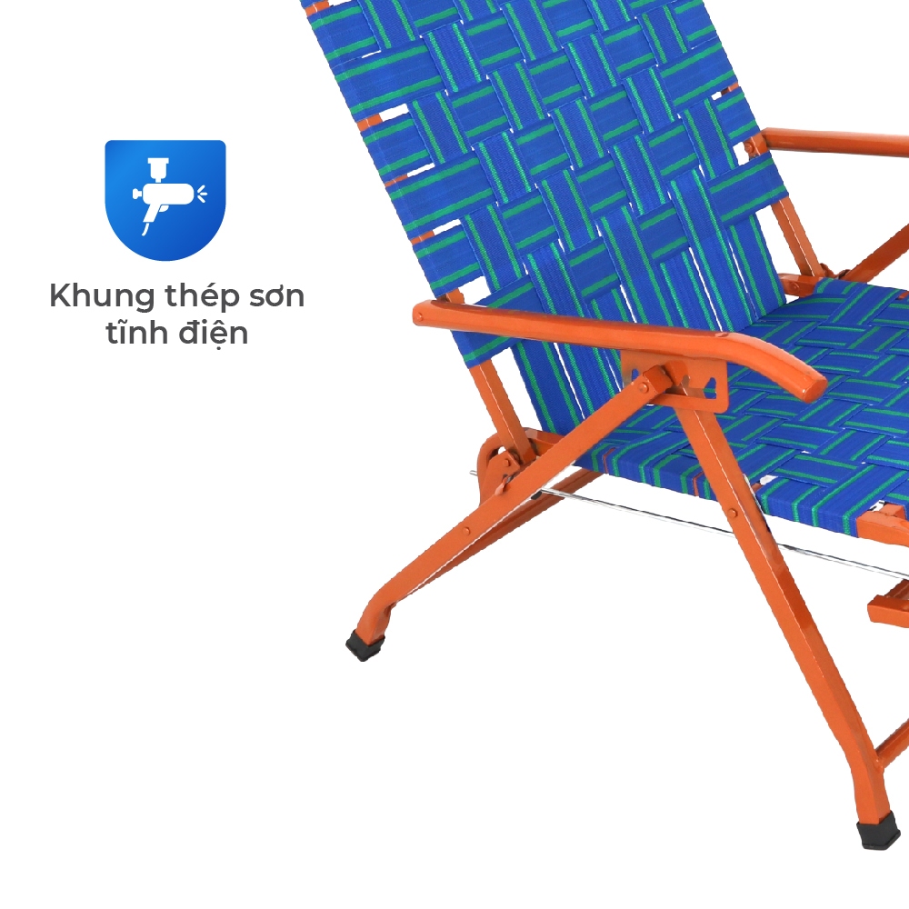 Ghế xếp gấp gọn Felix QUI PHÚC, dây dù bản to, đàn hồi tốt, tựa lưng thoải mái, có gác chân