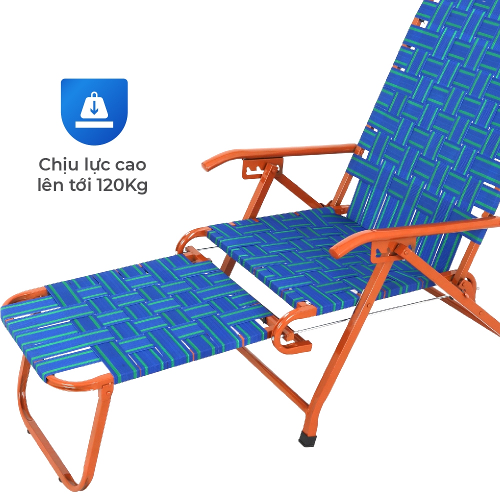 Ghế xếp gấp gọn Felix QUI PHÚC, dây dù bản to, đàn hồi tốt, tựa lưng thoải mái, có gác chân