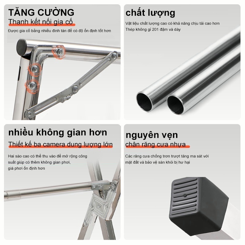 𝐎𝐥𝐢𝐟𝐞 Giàn Phơi Đồ Lắp Ráp Dễ Dàng Giá Treo Quần Áo Có Thể Thu Vào Sào Phơi Inox