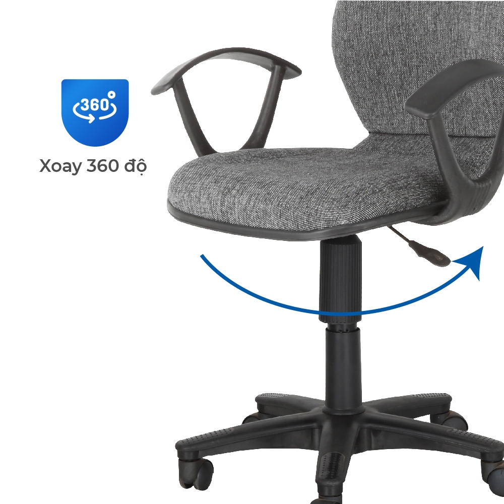 Ghế văn phòng Dona QUI PHÚC, lưng liền, có gác tay, ghế xoay 360 độ, công thái học, dễ lắp đặt