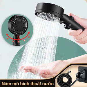 vòi sen tăng áp cao cấp | Tiết kiệm nước, nút bật tắt, nhựa ABS, phong cách Nhật Bản 5 chế độ điều chỉnh