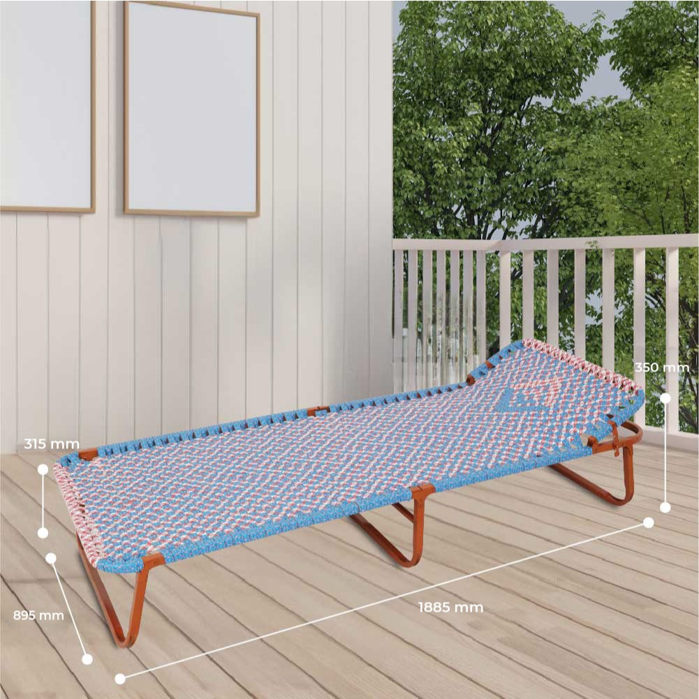 Giường gấp gọn Felix QUI PHÚC, dây nhựa cao cấp, thoáng khí, khung thép chắc chắn, xếp mở dễ dàng
