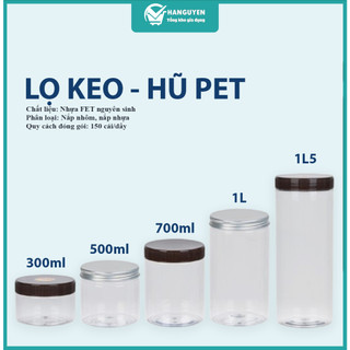 Lọ keo, hũ pet nhựa Việt Nhật nắp nhựa, nhôm đựng gia vị bánh kẹo đồ khô ms 0884 0885 0886 0887 0888