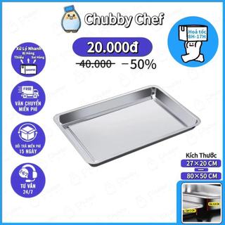Khay inox Cao cấp đựng thức ăn đáy sâu 4.8cm/ cạn 2cm Chubby Chef đĩa nhà hàng căng tin đĩa lớn Chắc chắn và sáng bóng