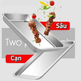 Khay inox Cao cấp đựng thức ăn đáy sâu 4.8cm/ cạn 2cm Chubby Chef đĩa nhà hàng căng tin đĩa lớn Chắc chắn và sáng bóng